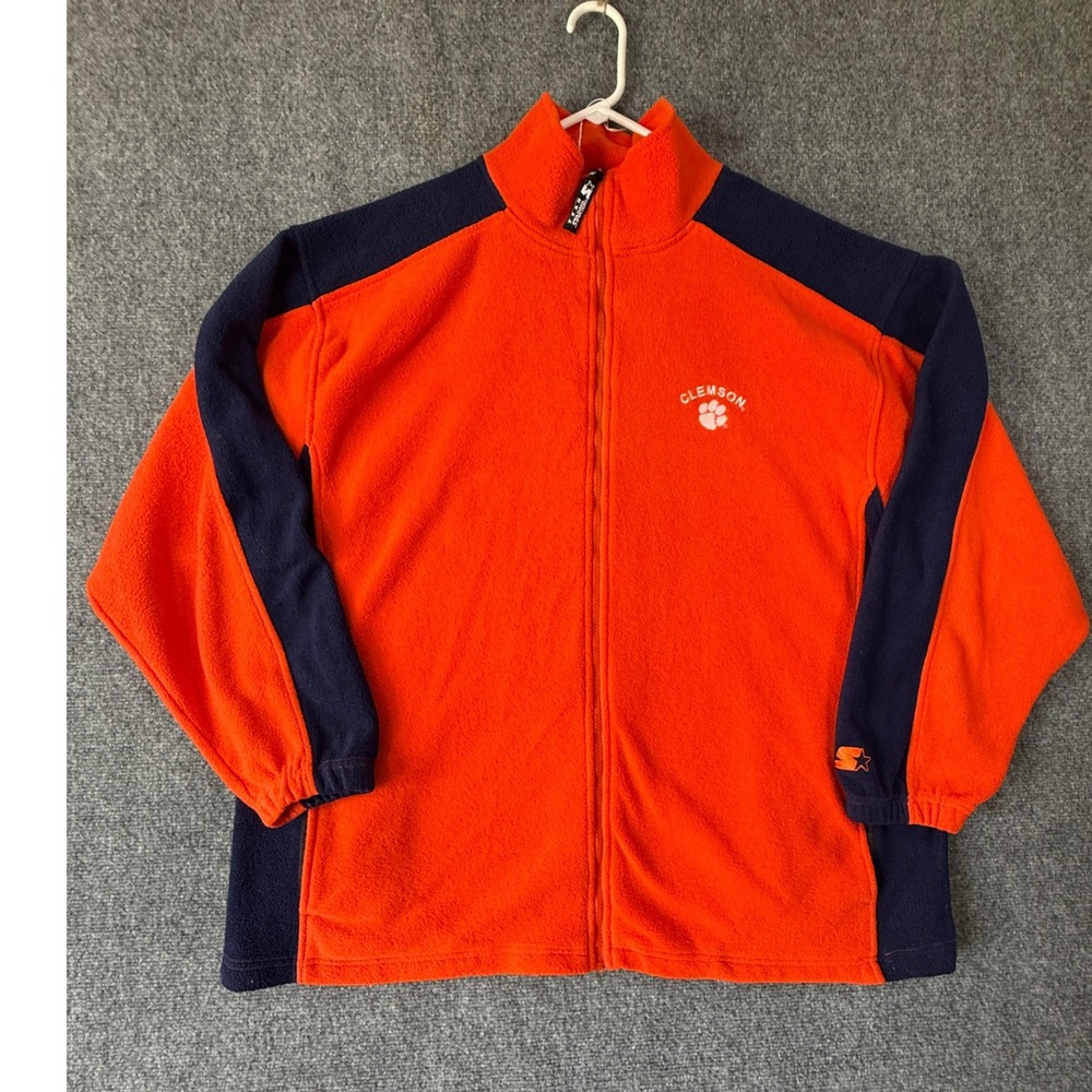 Starter Clemson Tigers Mens 2XL‎ Fleece Pullover Jacket Orange Blue